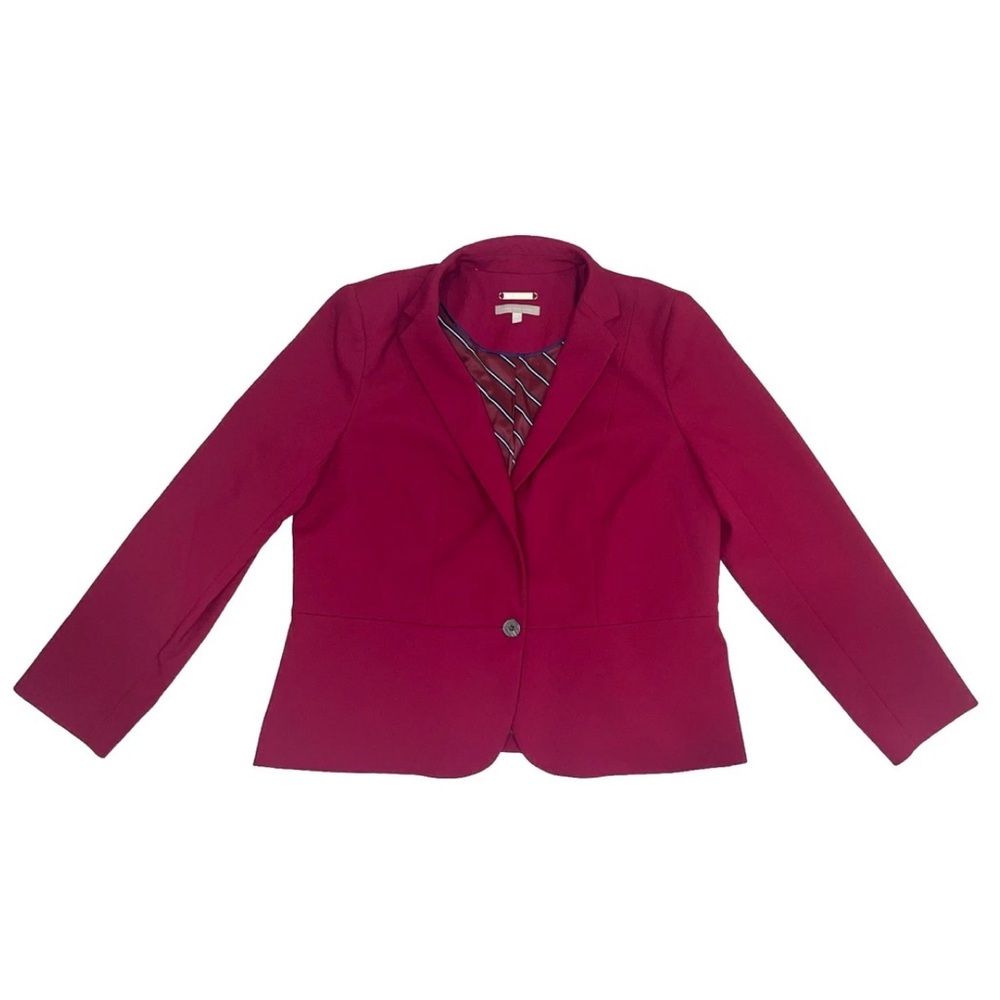 Talbots Red Plus Sized Italian Fabric One Button Peplum Back Blazer Jacket Sz 16
